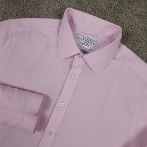 Charles Tyrwhitt Shirt Mens L 16 36 Pink French Cuff Non Iron Slim Fit Button Up